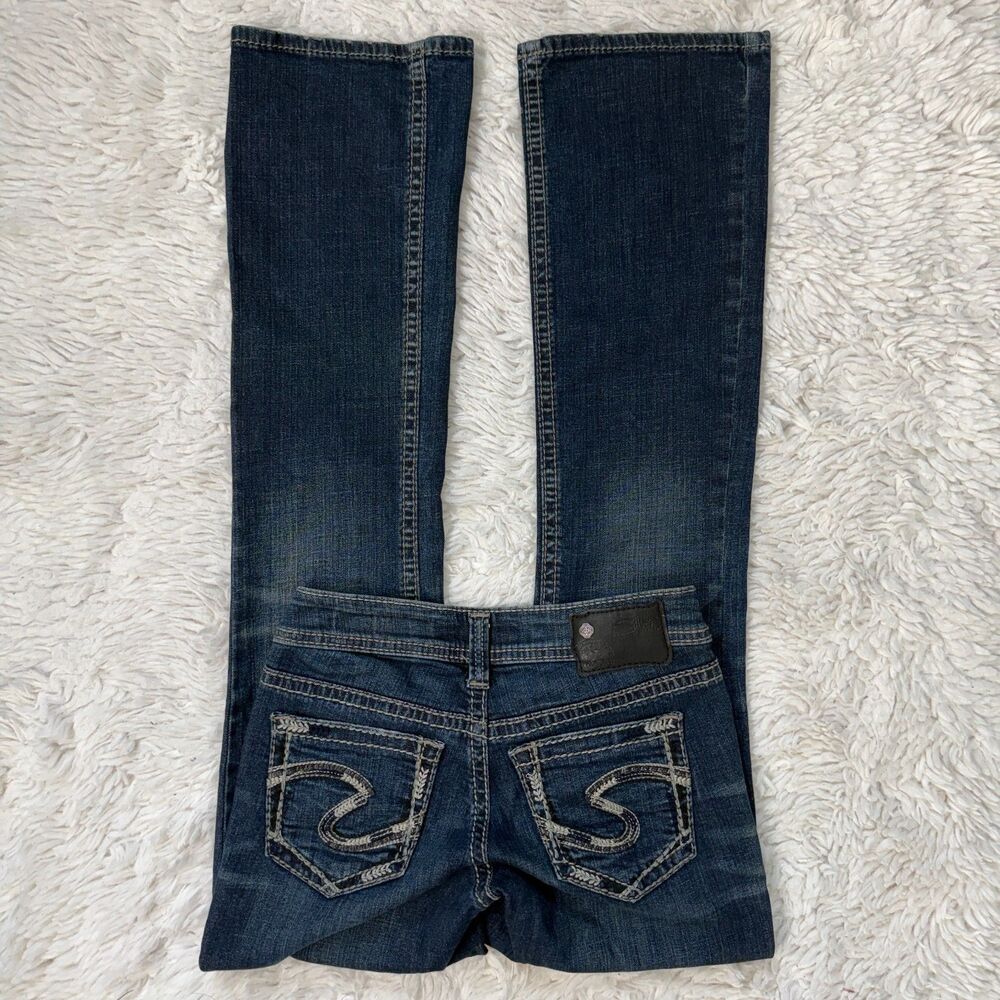 Silver Y2K Bootcut Low-Rise Dark Wash Jeans Stretch Cowgirl Western Size 25"